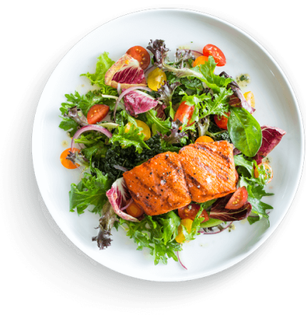 yummy grilled salmon and salad